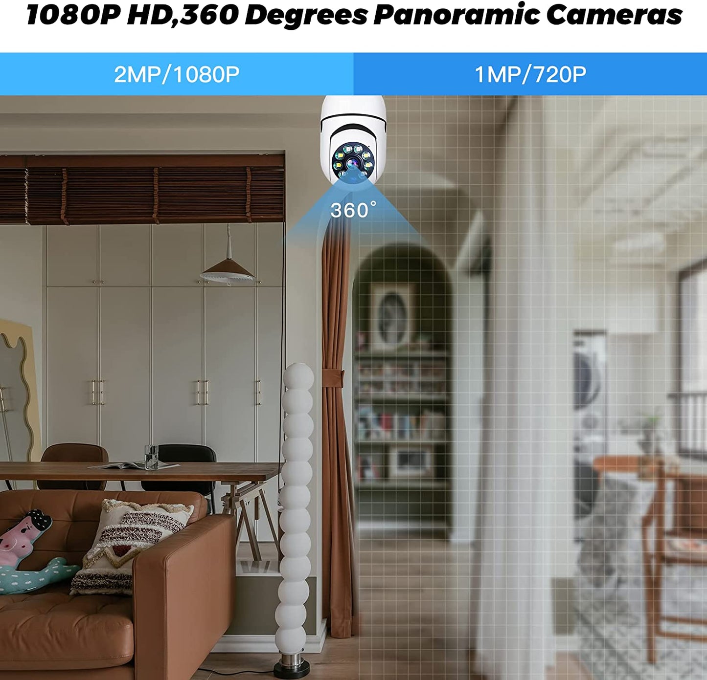 360 Security Panoramic Light Bulb Camera 1080P Full HD 5GHz WiFi Surveillance Camera for Home Baby Pet Monitor