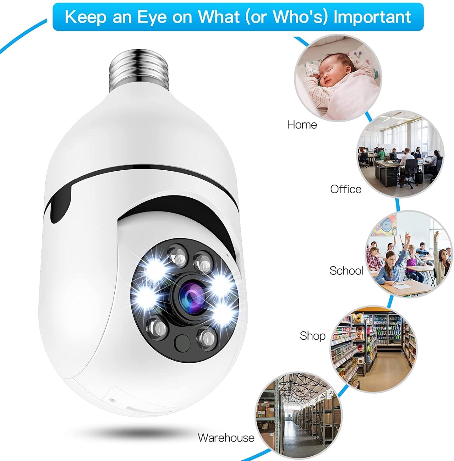 360 Security Panoramic Light Bulb Camera 1080P Full HD 5GHz WiFi Surveillance Camera for Home Baby Pet Monitor